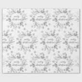 Papier Cadeau Joyeux Noël rustique branches de pin et de houx (Plat)