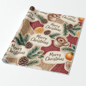 Papier Cadeau Joyeux Noël rustique et cosy (Déroulé)