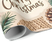 Papier Cadeau Joyeux Noël rustique et cosy (Coin rond)