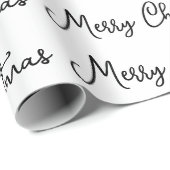 Papier Cadeau Joyeux Noël Saison des Fêtes Handwriting (Coin rond)