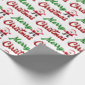 Papier Cadeau Joyeux Noël Santa Claus rouge vert script (Coin)