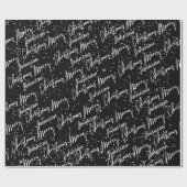Papier Cadeau Joyeux Noël Script Black Name Gold Confetti (Plat)