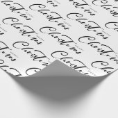 Papier Cadeau Joyeux Noël Script Black White Holiday (Coin)