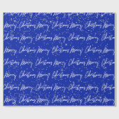 Papier Cadeau Joyeux Noël Script Blue Navy Gold Confetti (Plat)