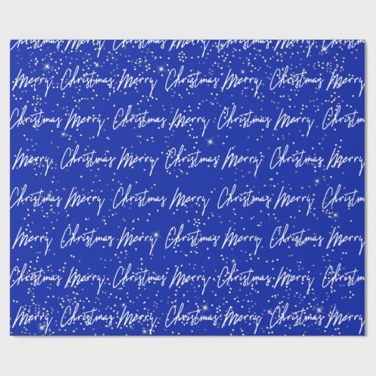 Papier Cadeau Joyeux Noël Script Blue Navy Gold Confetti (Plat)