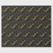 Papier Cadeau Joyeux Noël Script Custom Name Black Faux Gold (Plat)