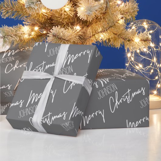 Papier Cadeau Joyeux Noël Script du nom Nordic Cousy Grey (Vacances)