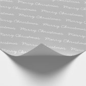 Papier Cadeau Joyeux Noël Script Gris et Blanc (Coin)
