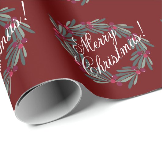 Papier Cadeau Joyeux Noël Script Joli Red Festive (Coin rond)