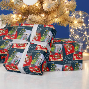 Papier Cadeau Joyeux Noël Script moderne 3 Photo personnalisée