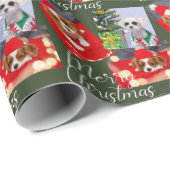 Papier Cadeau Joyeux Noël Script moderne 3 Photo personnalisée (Coin rond)