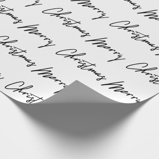 Papier Cadeau Joyeux Noël Script noir blanc minimalisme (Coin)