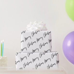 Papier Cadeau Joyeux Noël Script noir blanc minimalisme Nouveau