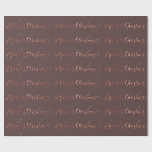 Papier Cadeau Joyeux Noël Script Rose Gold Caffe Noir (Plat)
