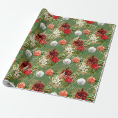 Papier Cadeau Joyeux Noël Script Rose Gold Classic Red Green (Déroulé)