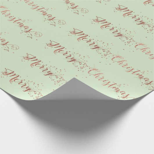 Papier Cadeau Joyeux Noël Script Rose Gold Mint Green Pastel (Coin)
