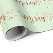 Papier Cadeau Joyeux Noël Script Rose Gold Mint Green Pastel (Coin rond)