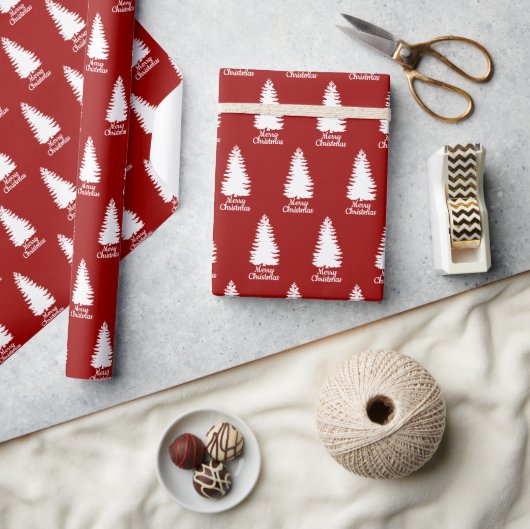 Papier Cadeau Joyeux Noël Simple Bright Rouge & Blanc (Artisanat)