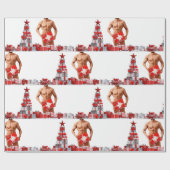 Papier Cadeau Joyeux Noël SlipperyJoe cadeau blanc rouge argent (Plat)