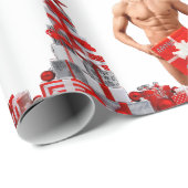 Papier Cadeau Joyeux Noël SlipperyJoe cadeau blanc rouge argent (Coin rond)