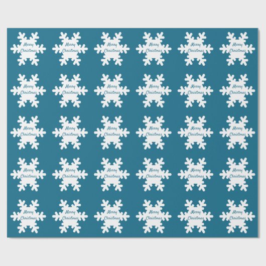 Papier Cadeau Joyeux Noël Snowflake Motif Bleu Blanc 2022 (Plat)