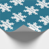 Papier Cadeau Joyeux Noël Snowflake Motif Bleu Blanc 2022 (Coin)