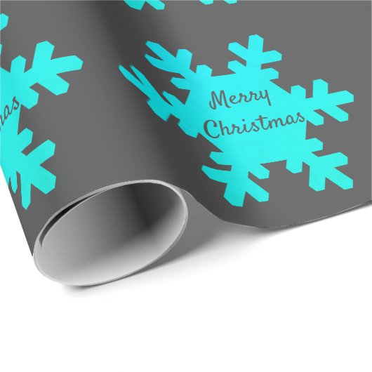 Papier Cadeau Joyeux Noël Snowflake Motifs gris bleu gris gris (Coin rond)
