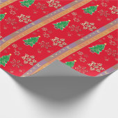 Papier Cadeau "Joyeux Noël" Snowflakes et Noël Rouge (Coin)