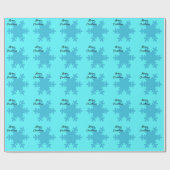 Papier Cadeau Joyeux Noël Snowflakes Motif Océan Turquoise Bleu (Plat)
