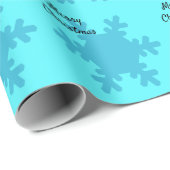 Papier Cadeau Joyeux Noël Snowflakes Motif Océan Turquoise Bleu (Coin rond)