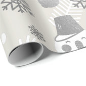 Papier Cadeau Joyeux Noël Snowman café Mug Argent Blanc (Coin rond)