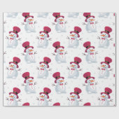 Papier Cadeau Joyeux Noël Snowman Falling Snow (Plat)