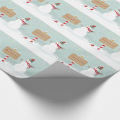 Papier Cadeau Joyeux Noël Snowman scène d'hiver (Coin)
