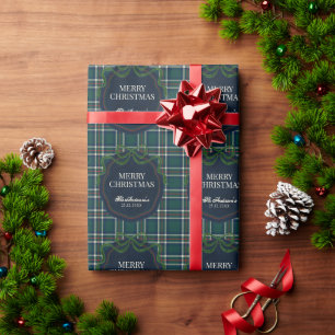 Papier Cadeau Joyeux Noël Tartan Plaid Classique Préparatoire