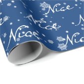 Papier Cadeau Joyeux Noël Texte NICE Dans Flocons de Neige Papi (Coin rond)