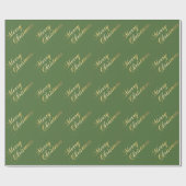 Papier Cadeau Joyeux Noël Tons Dorés Écriture Élégante Verte (Plat)