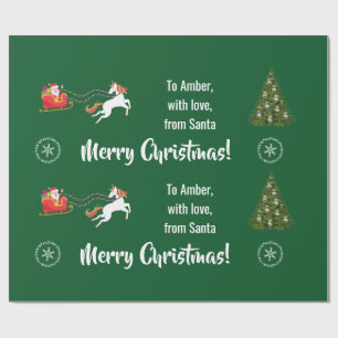 Papier Cadeau Joyeux Noël Traîneau de Père Noël Licorne Personna