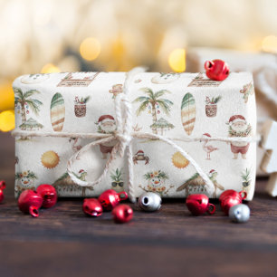 Papier Cadeau Joyeux Noël Tropical Personnalisé