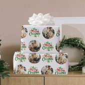 Papier Cadeau Joyeux Noël typographie Motif photo moderne