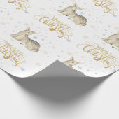 Papier Cadeau Joyeux Noël Typographie Or & Cerf de Noël (Coin)