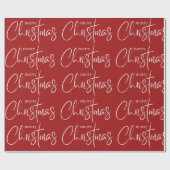 Papier Cadeau Joyeux Noël Typographie Rouge moderne Vacances (Plat)