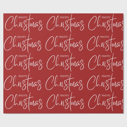 Papier Cadeau Joyeux Noël Typographie Rouge moderne Vacances (Plat)