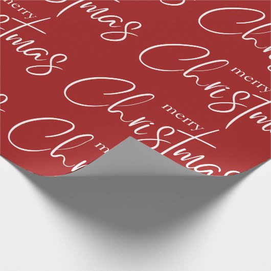 Papier Cadeau Joyeux Noël Typographie Rouge moderne Vacances (Coin)