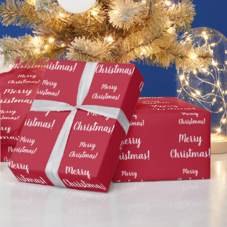 Papier Cadeau Joyeux Noël typographie rouge Script