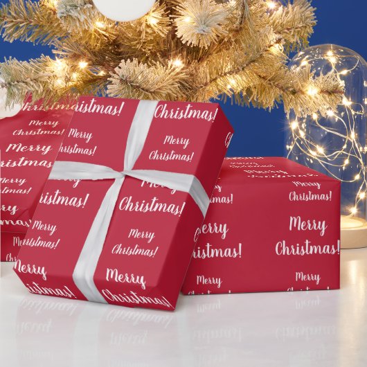 Papier Cadeau Joyeux Noël typographie rouge Script (Vacances)