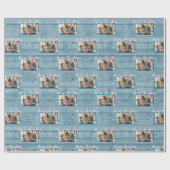 Papier Cadeau Joyeux Noël Une photo de famille Bois rustique (Plat)