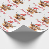Papier Cadeau Joyeux Noël vache Highland (Coin)