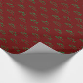 Papier Cadeau Joyeux Noël vert bordeaux script maroon mignon (Coin)