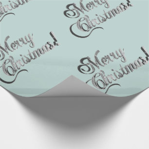 Papier Cadeau Joyeux Noël Vert doux Turquoise gris argent