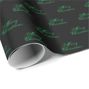 Papier Cadeau Joyeux Noël vert et noir calligraphie